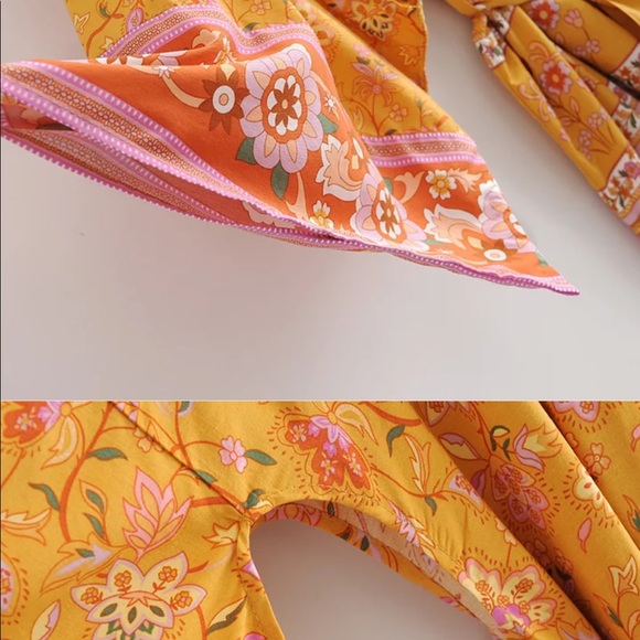 Leaves Of Grass Garden Kimono In Orange Blooms - Picture 8 of 8